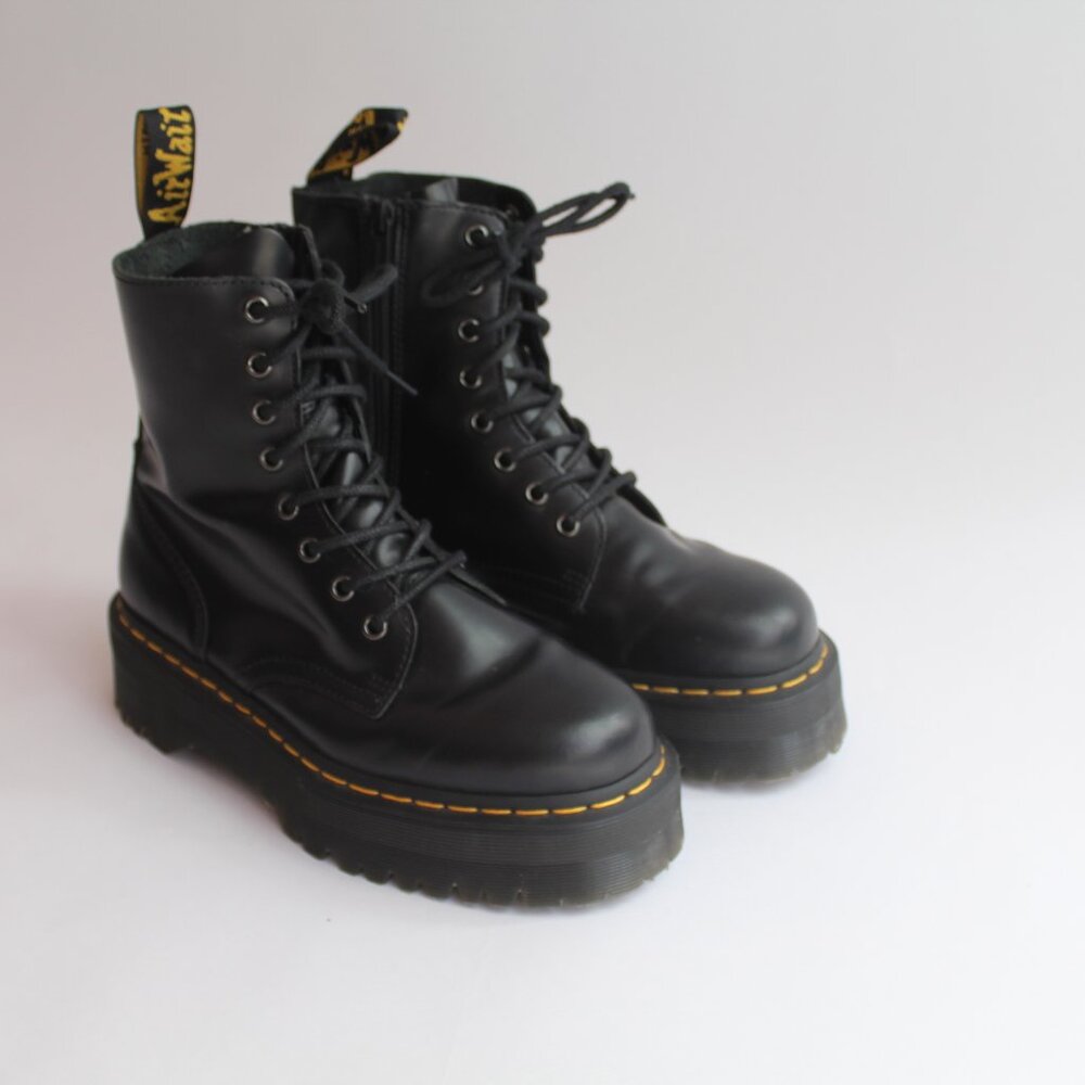 Dr. Martens Black Lace-Up Moto Boots